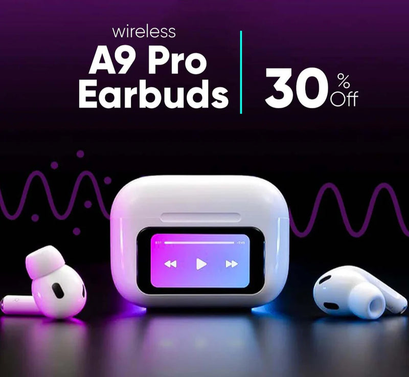 A9 Pro Original LED Display - ANC/ENC Enabled - Equalizer, Notifications, Apps