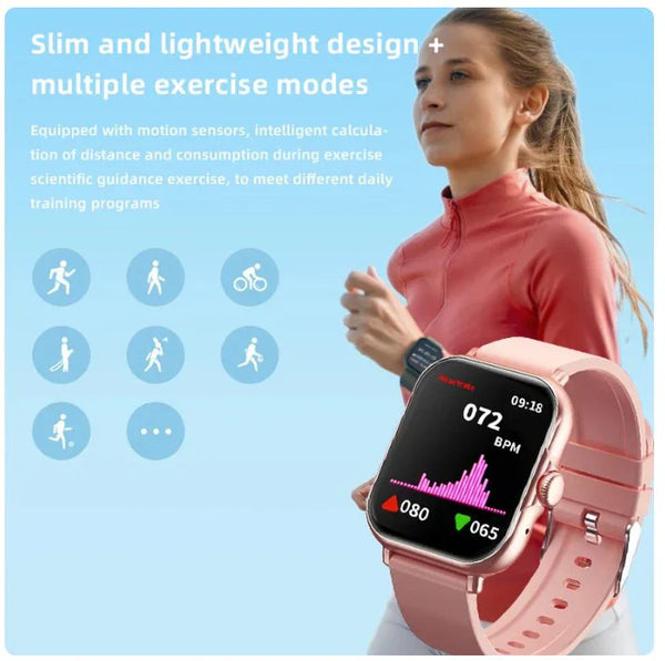 A58 Plus 5 IN 1 SmartWatch with Additional Women's Diamond Set Small Gold Watch Necklace Ring Earrings Bracelet Set Gift Box