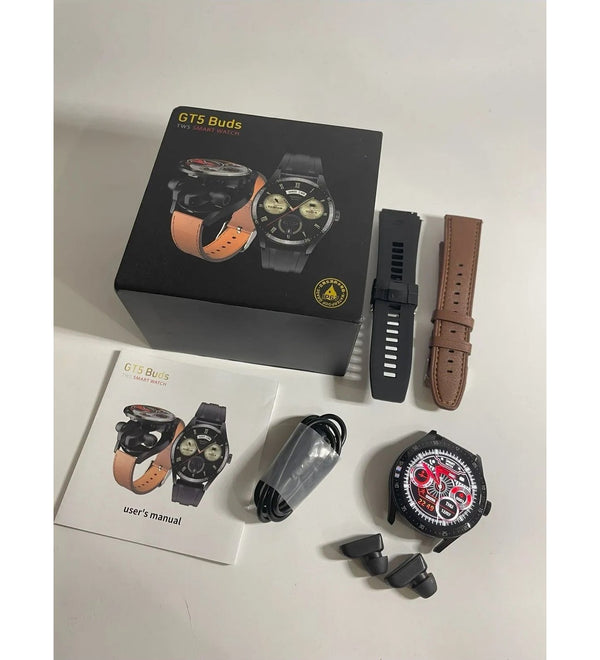 GT5 Buds Smart Watch | 2 in 1 HIFI Earbuds