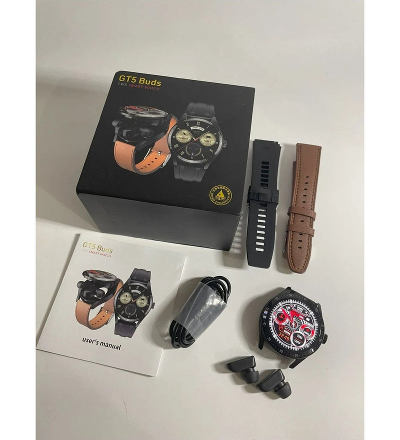 GT5 Buds Smart Watch | 2 in 1 HIFI Earbuds